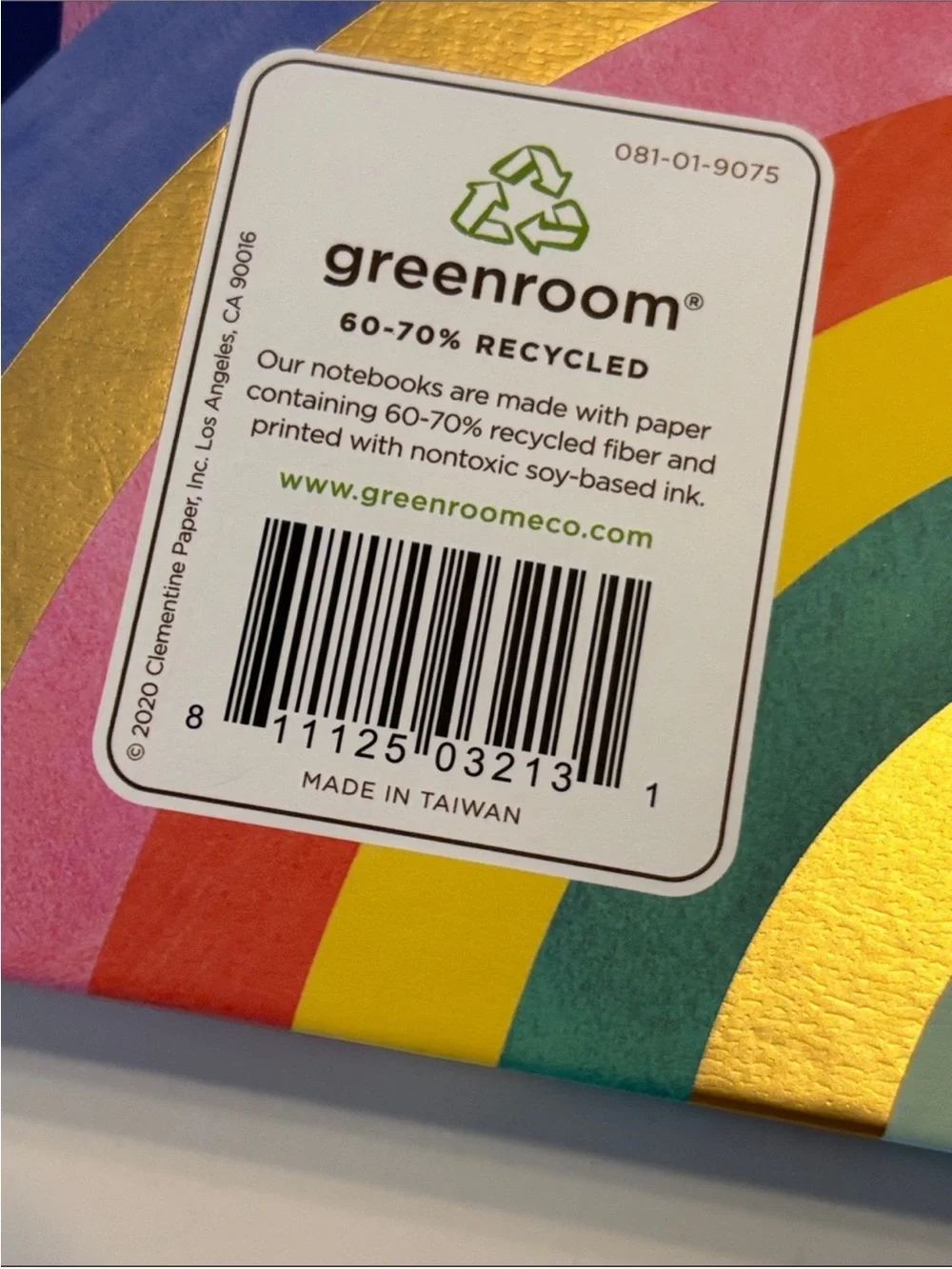 Greenroom Recycled Rainbow Theme Spiral Notebook Bundle of 2